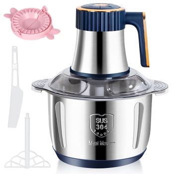 Trituradora de Alimentos de 5L, Procesador Multifuncional de Vegetales de Acero Inoxidable, Picadora, Licuadora de Cocina, Molinillo Eléctrico de Carne