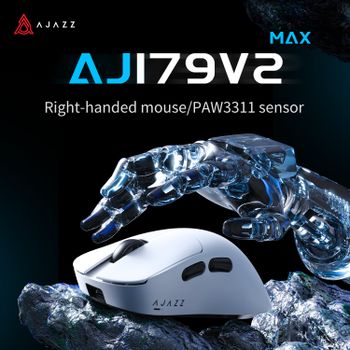 Ajazz AJ179 V2 MAX Ratón Inalámbrico para Juegos para Diestros, Sensor PAW3311, Triple Modo, Doble 1K, Larga Duración, Ratón de Oficina, DPI12000
