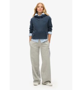 Superdry para mujer. W7011096A Pantalón jogger recto con logotipo Essential gris (M), Casual, Deportivo, Multideporte