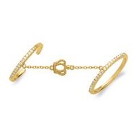 anillo doble dorado con corona de cadena plata 925