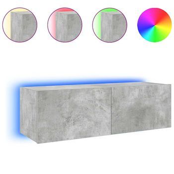 Mueble De Tv De Pared Con Luces Led Gris Hormigón 100x35x31 Cm Vidaxl