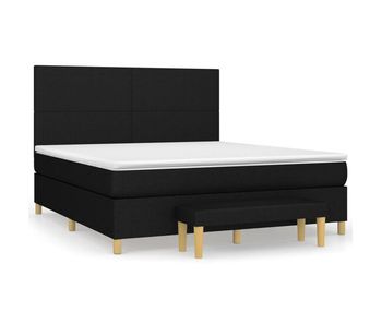 Cama box spring con colchón tela negro 160x200 cm diseño plano