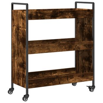 Carrito De Cocina，estantería De Cocina, Carrito De Servir Madera Ingeniería Roble Ahumado 70x30x82 Cm