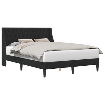 Cama Matrimonial | Cama Para Adulto | Estructura De Cama Con Cabecera Negro 160 X 200 Cm Terciopelo