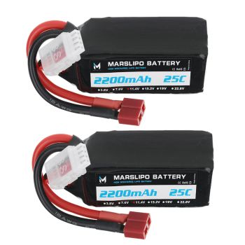 Batería Lipo MARSLIPO 11.4V 2200mAh 25C 3S con conector T y adaptador XT60 para modelos de juguetes RC