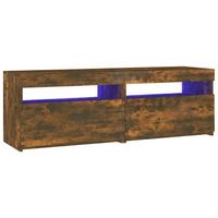 mueble tv  mueble de salon  armario tv con luces led roble ahumado 120x35x40 cm