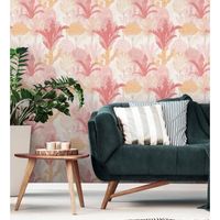 papel pintado vinilico ecologico arboles y cactus color coral tropical - town forest 680810 de gaulan - rollo de 10 m x 053 m