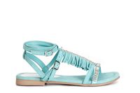 sandalias de ante con flecos y cadena de strass aquamarine 36