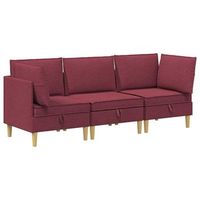 juego de sofa modular con almacenamiento 3 uds rojo vino tela vidaxl