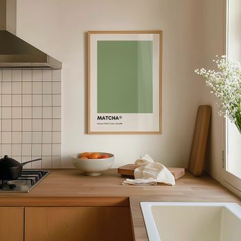 Cuadro pantone matcha, marco premium chapado en roble, 30x40 cm