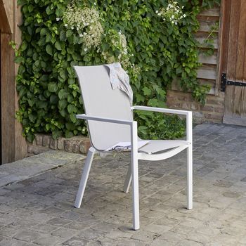 Silla De Jardín De Aluminio Blanco Y Textileno Gris
