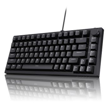 Teclado Mecánico para Juegos AK820 con Interruptores Rojos, Diseño 75%, Interruptores Intercambiables en Caliente, Puerto USB-C, Retroiluminación Blanca, Fiv