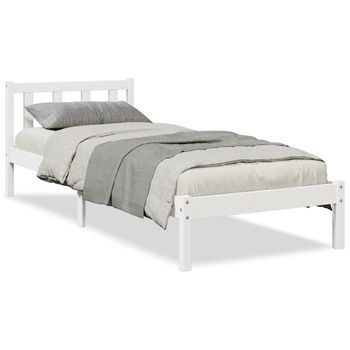 Cama Extralarga Sin Colchón Madera Maciza De Pino 80x220 Cm