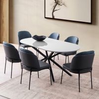 mesa de comedor gris y negra para 6 personas 180 cm