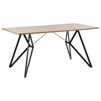 Mesa De Comedor Madera Clara 160 X 90 Cm Patas De Metal Estilo Industrial Buscot