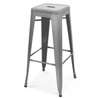 taburete de jardan de metal gris mate