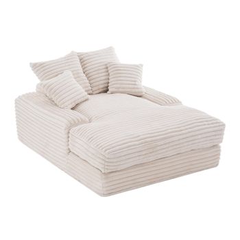 Sofá de pana de lujo con 4 cojines, sofá cama multifuncional, sin montaje, 175x137x63 cm, Beige   Aosom España