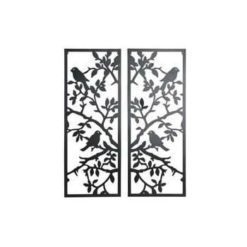 Decoracion Pared Set 2 Metal 70x1,3x90 Pajaros