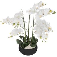 orquidea artificial maceta ceramica negra h65cm