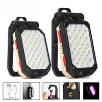 linterna led de alta potencia recargable luz de trabajo cob ajustable impermeable iman de linterna de camping con pantalla de energia