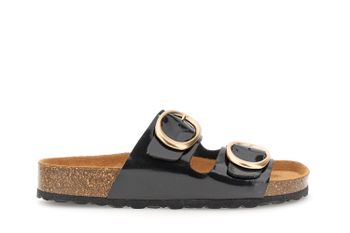 sandalias de plataforma de charol con doble hebilla black 36
