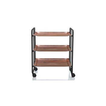 Carrito Auxiliar Plegable Bauhaus Negro Con Ruedas – 3 Niveles Y 3 Posiciones,,cedro