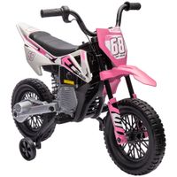 aiyaplay moto electrica cross para ninos 3-6 anos 12v 2 motores 5 kmh rosa   aosom espana