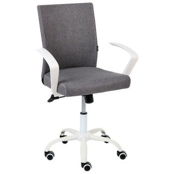Silla De Oficina Giratoria Con Altura Y Respaldo Ajustables Tapizada En Tela Gris Oscuro Modra
