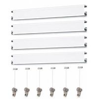 colgar cuadros sin agujeros pack 6 metros eurohang guias aluminio blanco mate 150 cm con 6 colgadores rm nylon clips tapas tornillos