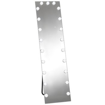 HOMCOM Espejo de cuerpo entero 150x40 cm RGB-LED Espejo de pie con 21 bombillas 7 colores luz Interruptor táctil Función de memoria   Aosom España