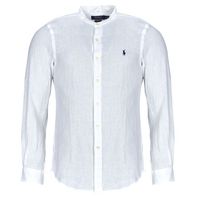 polo ralph lauren camisa manga larga camisa ajustada slim fit en lino con cuello mao para hombre