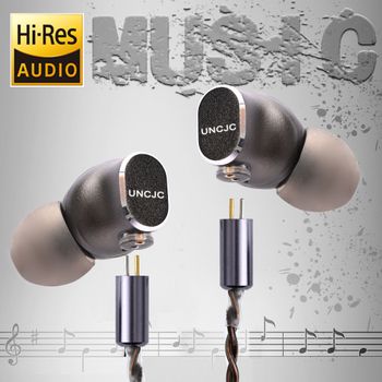 Auriculares con cable de alta resolución UNCJC, tipo C, con DAC USB-C integrado, cable de par trenzado de 2 pines, auriculares IEM con audio de alta fidelidad y micrófono