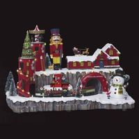 aldea iluminada taller de papa noel 75 led l575cm musical
