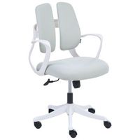 silla de oficina giratoria moderna tapizada con respaldo reclinable regulacion de altura y reposabrazos gris claro orivo