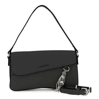 bolso de hombro con efecto piel granulada y colgante con logotipo colorido black taglia unica
