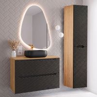 conjunto de muebles con lavabo paneles de melamina y de mdf negro