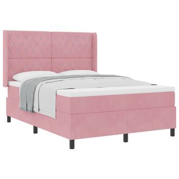 Cama Tapizada 203x143x128 Cm Madera - Rosa