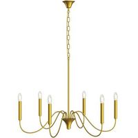 lampara colgante dorada de 6 brazos  estilo candelabro moderno en metal - vintessa dorado