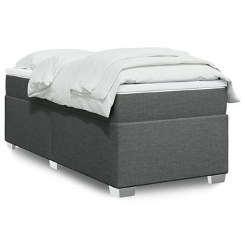Cama Individual | Cama Para Adultos | Cama Box Spring Con Colchón Tela Gris Oscuro 90x190 Cm