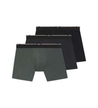 BOSS para hombre. 50534503 Set 3 Bóxers Lisos negro, verde, gris (M), Homewear, Algodón