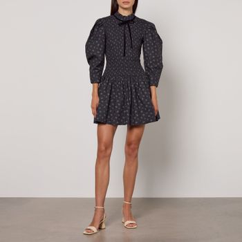 Ganni Printed Floral-Print Organic Cotton Mini Dress - UK 6