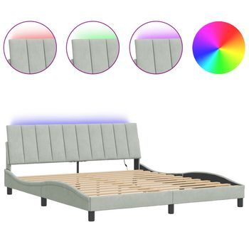 Estructura De Cama Con Led Sin Colchón Hanko Terciopelo Gris Claro 180x200 Cm Vidaxl