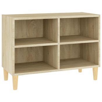 Mueble De Tv Patas De Madera Maciza Roble Sonoma 69,5x30x50cm Vidaxl
