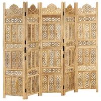 biombo 5 paneles tallado a mano madera maciza mango 200x165 cm vidaxl