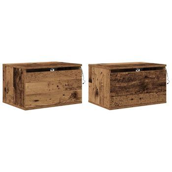 Juego De Mesitas De Noche - Armarios De Noche Montado En La Pared Con Madera Vieja Mc6980