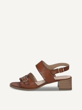 CAPRICE Heeled sandal, brown, made of Leather with Trapeze heel, Size 36