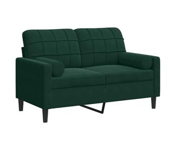 Vidaxl sofá de 2 plazas con cojines terciopelo verde oscuro 120 cm