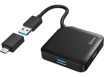 Hub - Hama 00200116, 4 Puertos, USB 3.2, Negro