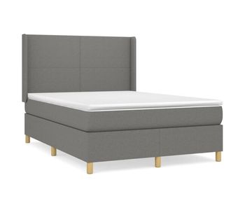 Cama box spring con colchón tela gris oscuro 140x200 cm diseño plano