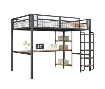 Cama infantil,cama alta de metal 140x200 cm,negro